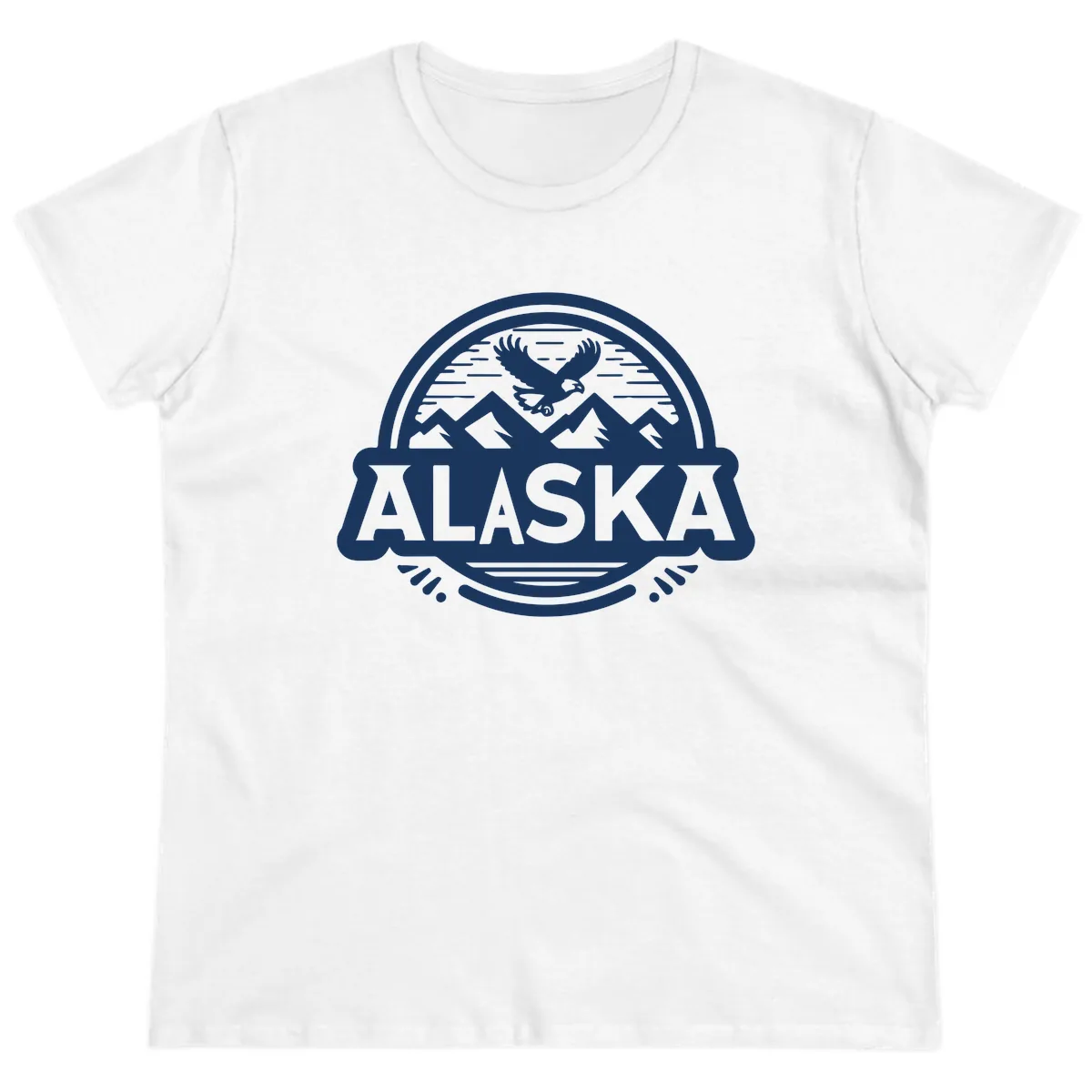 Alaska Scenic Eagle Mountain Badge Ladies Tee in White