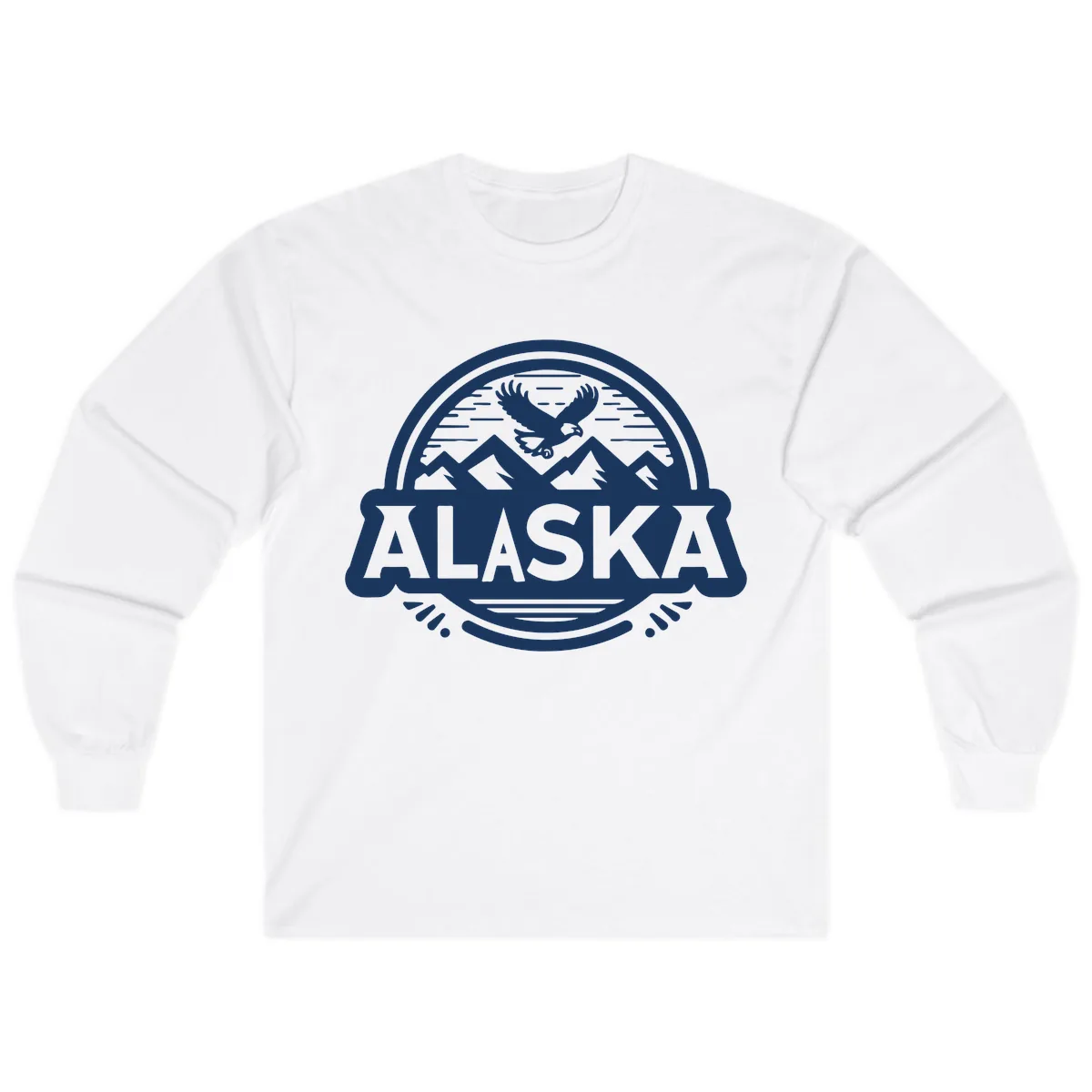 Alaska Scenic Eagle Mountain Badge Long Sleeve in White