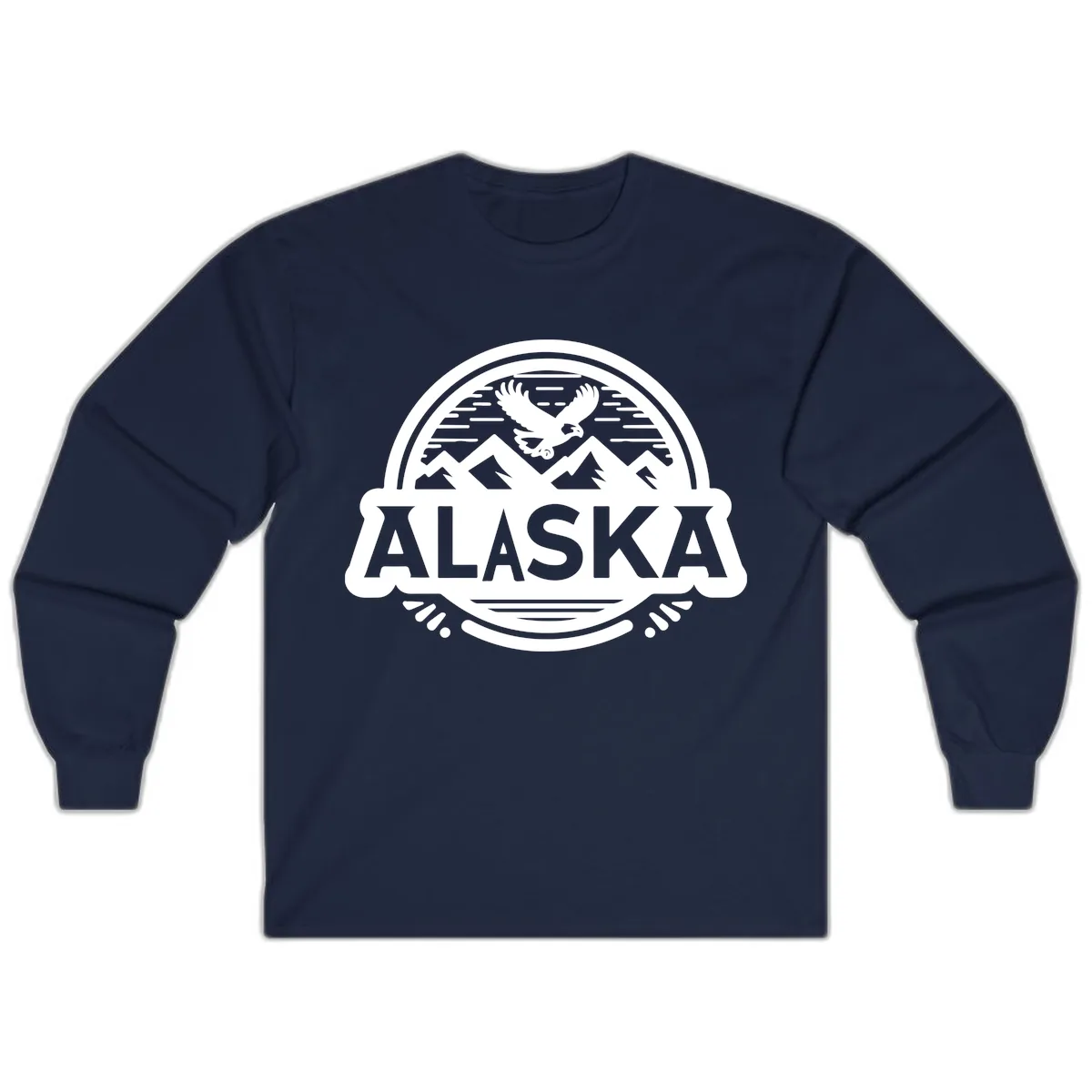 Alaska Scenic Eagle Mountain Badge Long Sleeve in Navy