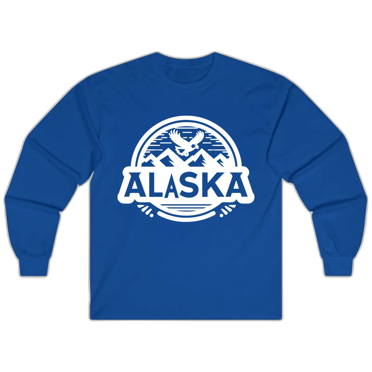 Alaska Scenic Eagle Mountain Badge Long Sleeve in Royal