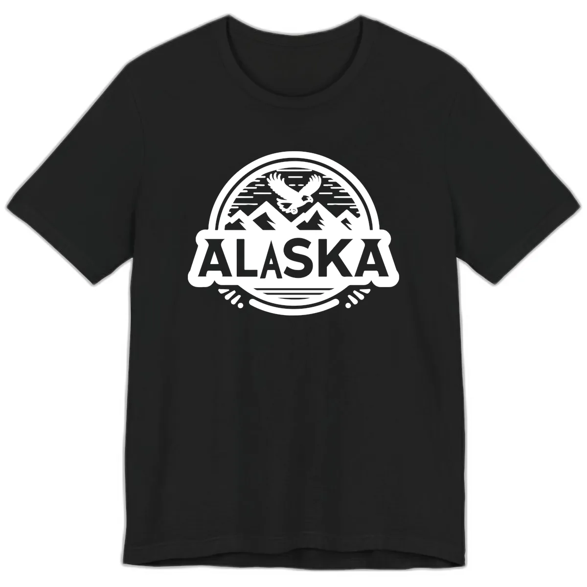 Alaska Scenic Eagle Mountain Badge Premium T-Shirt in Black