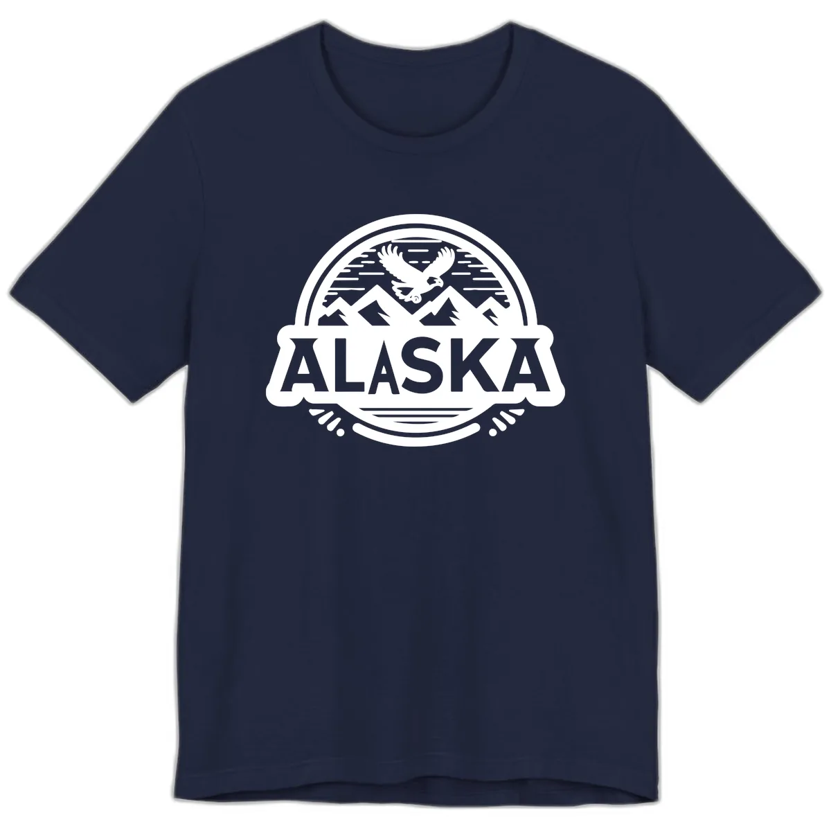 Alaska Scenic Eagle Mountain Badge Premium T-Shirt in Navy