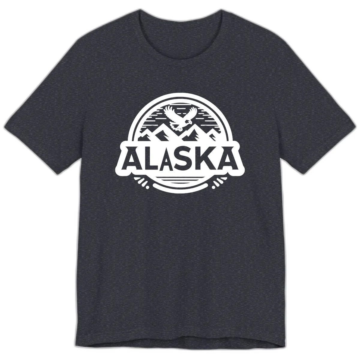 Alaska Scenic Eagle Mountain Badge Premium T-Shirt in Heather Navy