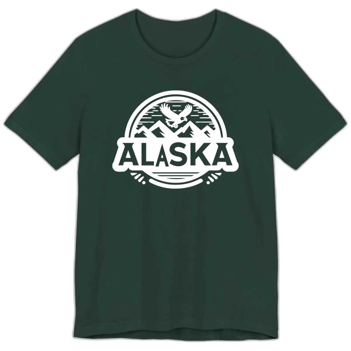 Alaska Scenic Eagle Mountain Badge Premium T-Shirt in Forest