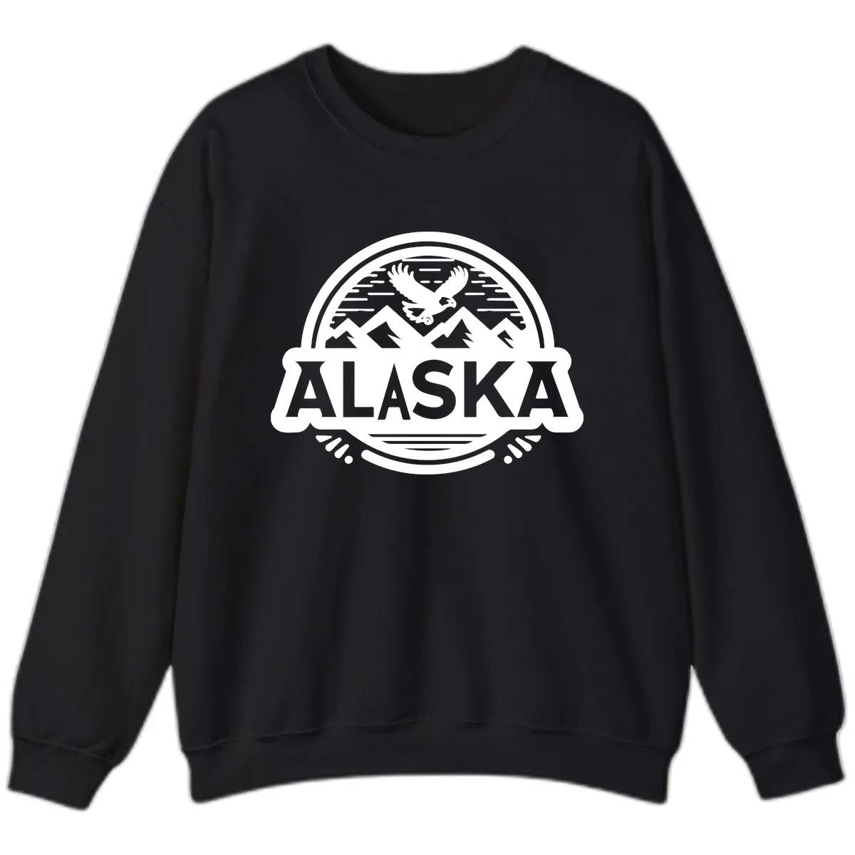 Alaska Scenic Eagle Mountain Badge Sweatshirt in Black