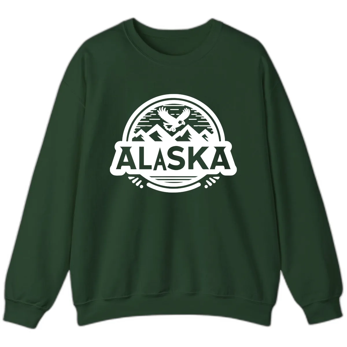 Alaska Scenic Eagle Mountain Badge Sweatshirt in Forest Green