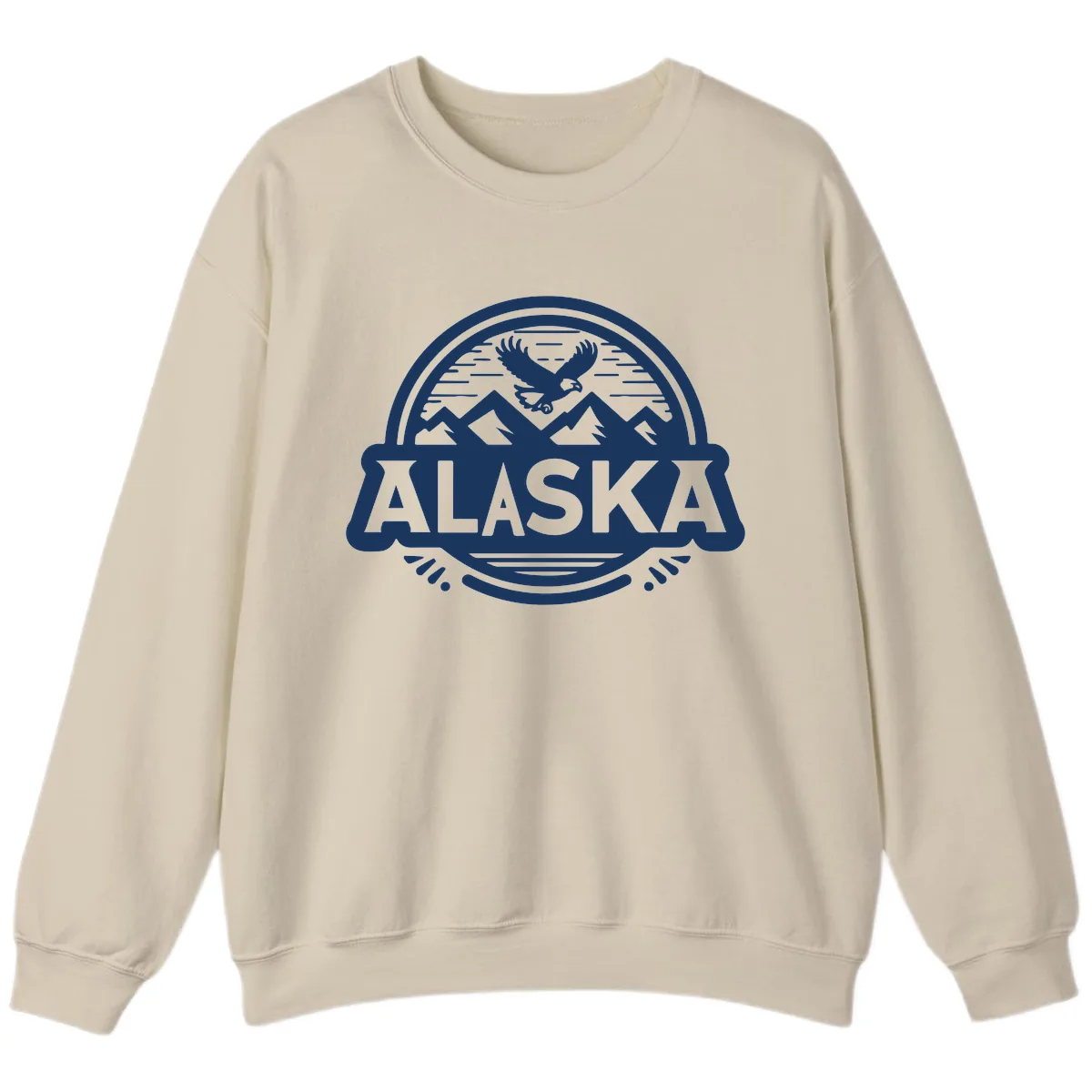 Alaska Scenic Eagle Mountain Badge Sweatshirt in Sand