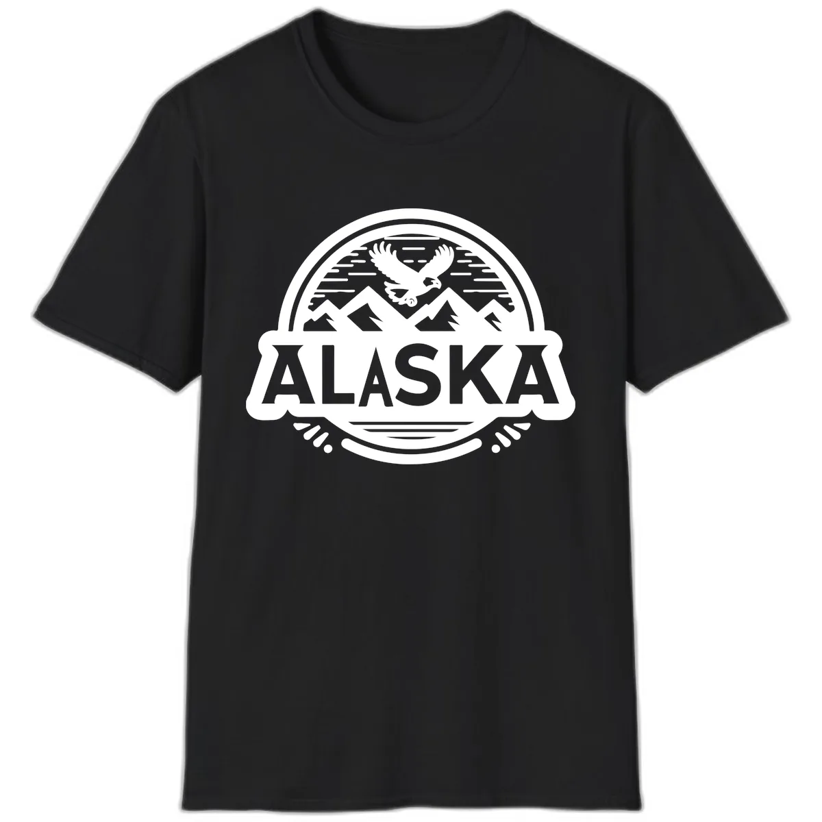 Alaska Scenic Eagle Mountain Badge T-Shirt in Black