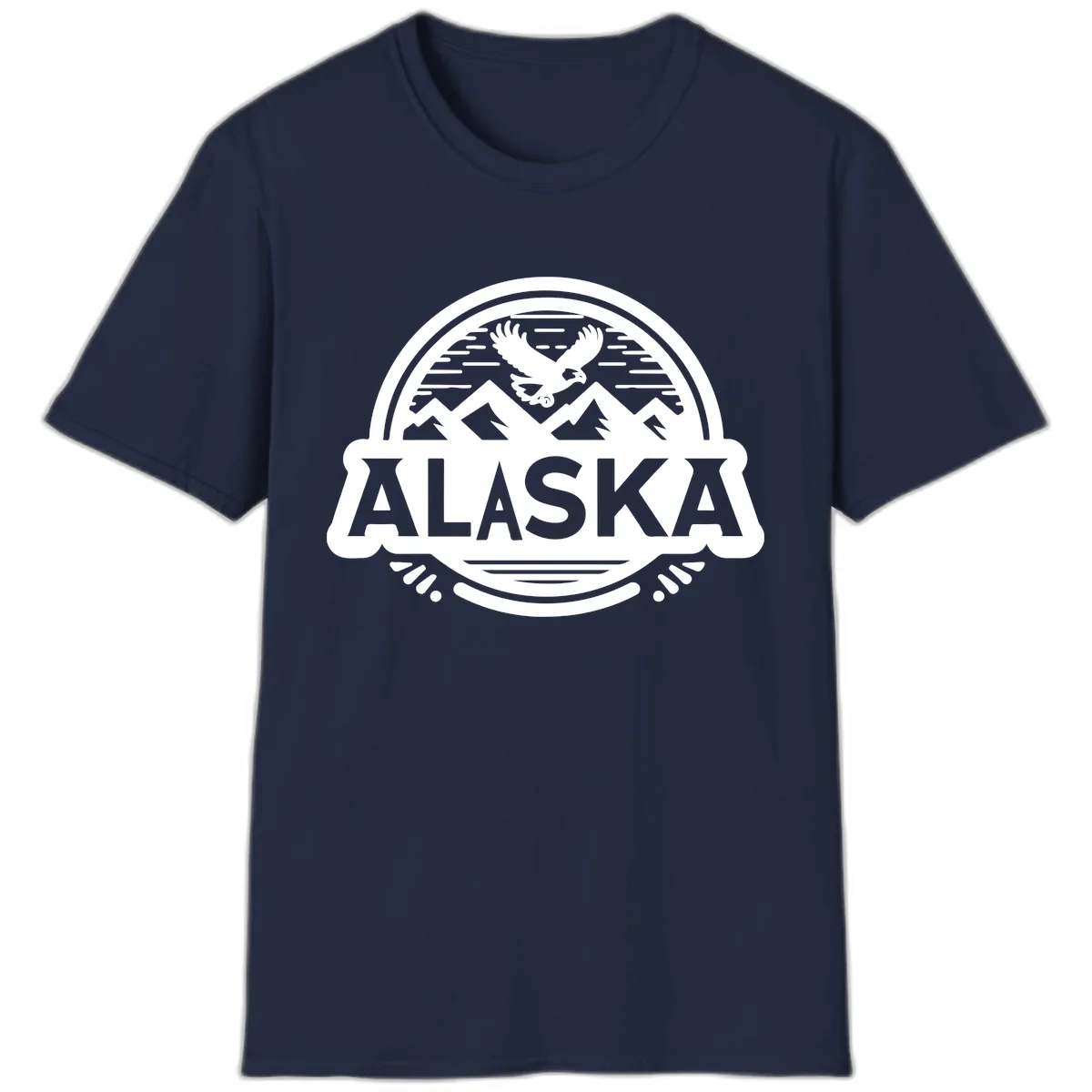Alaska Scenic Eagle Mountain Badge T-Shirt in Navy