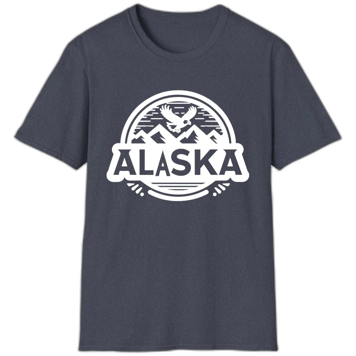 Alaska Scenic Eagle Mountain Badge T-Shirt in Heather Navy