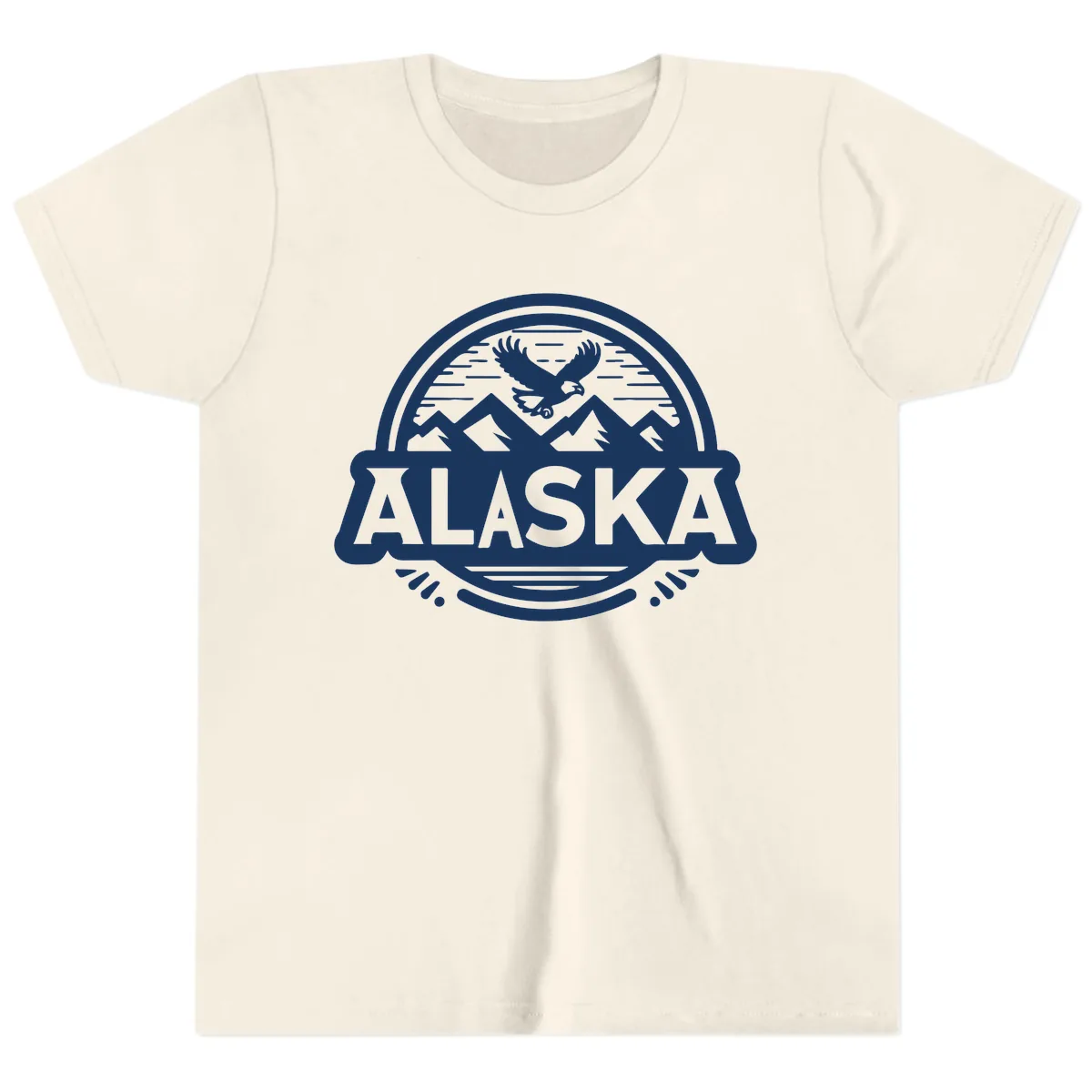 Alaska Scenic Eagle Mountain Badge Youth T-Shirt in Natural