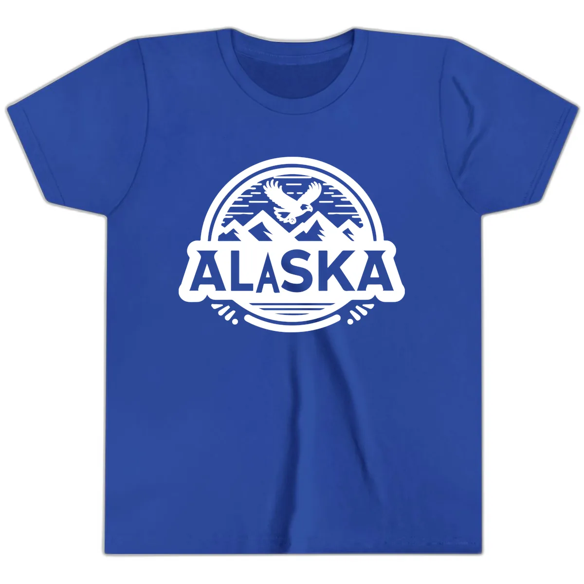 Alaska Scenic Eagle Mountain Badge Youth T-Shirt in True Royal