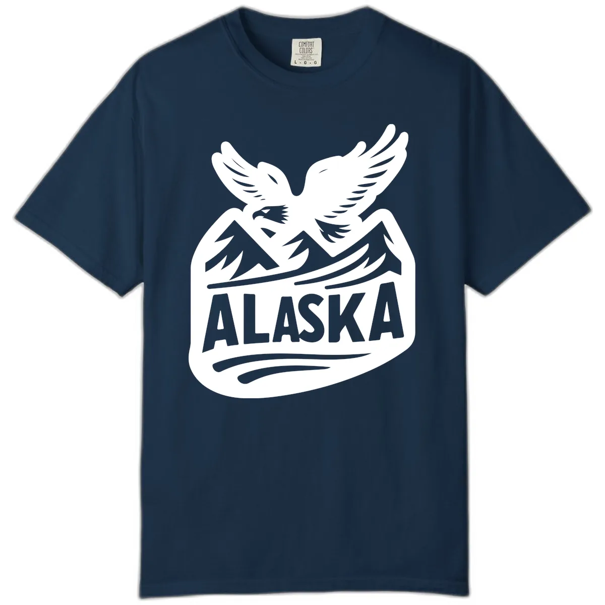 Alaska Flying Eagle Mountain Peaks Emblem Comfort Color in True Navy