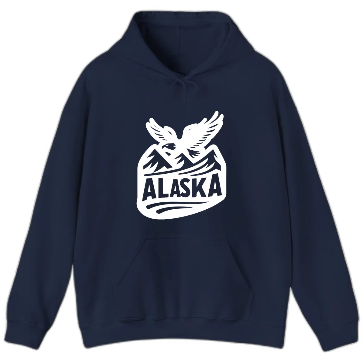 Alaska Flying Eagle Mountain Peaks Emblem Hoodie in Navy