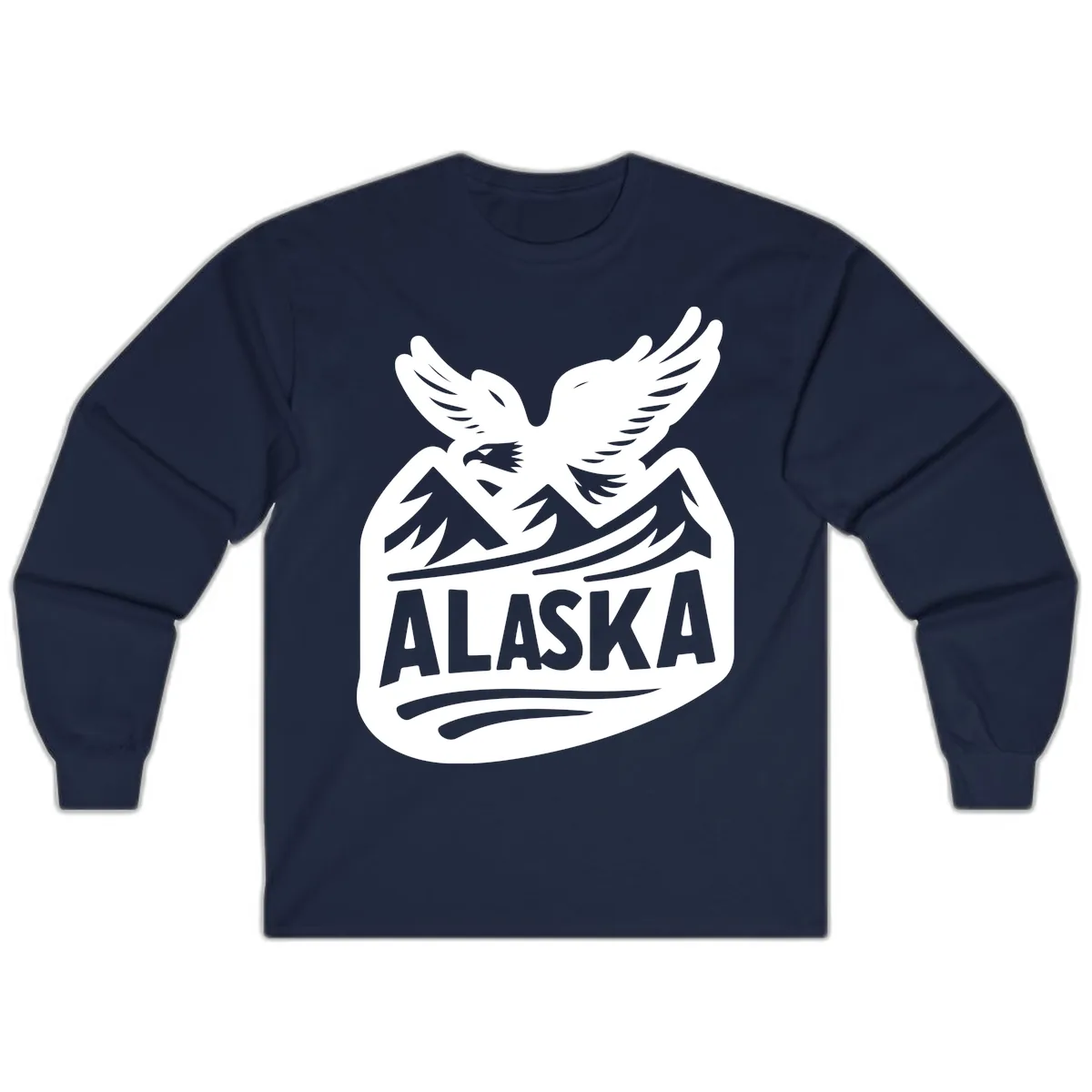 Alaska Flying Eagle Mountain Peaks Emblem Long Sleeve in Navy