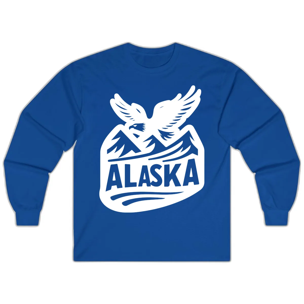 Alaska Flying Eagle Mountain Peaks Emblem Long Sleeve in Royal