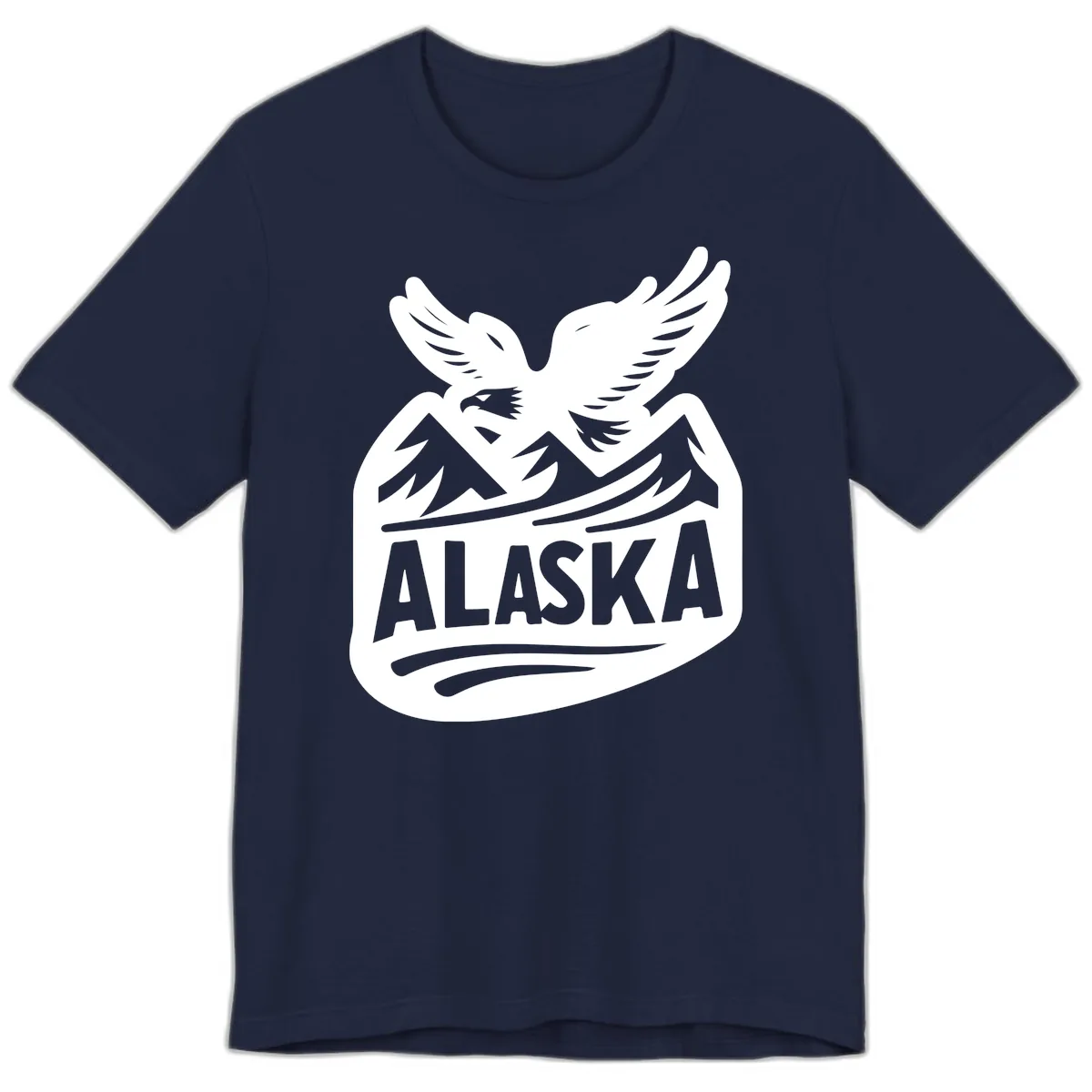 Alaska Flying Eagle Mountain Peaks Emblem Premium T-Shirt in Navy