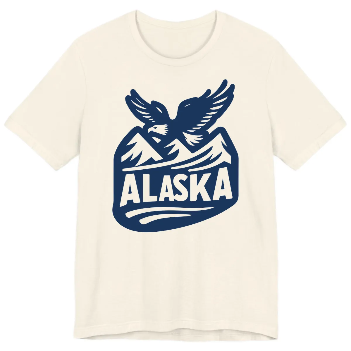 Alaska Flying Eagle Mountain Peaks Emblem Premium T-Shirt in Natural