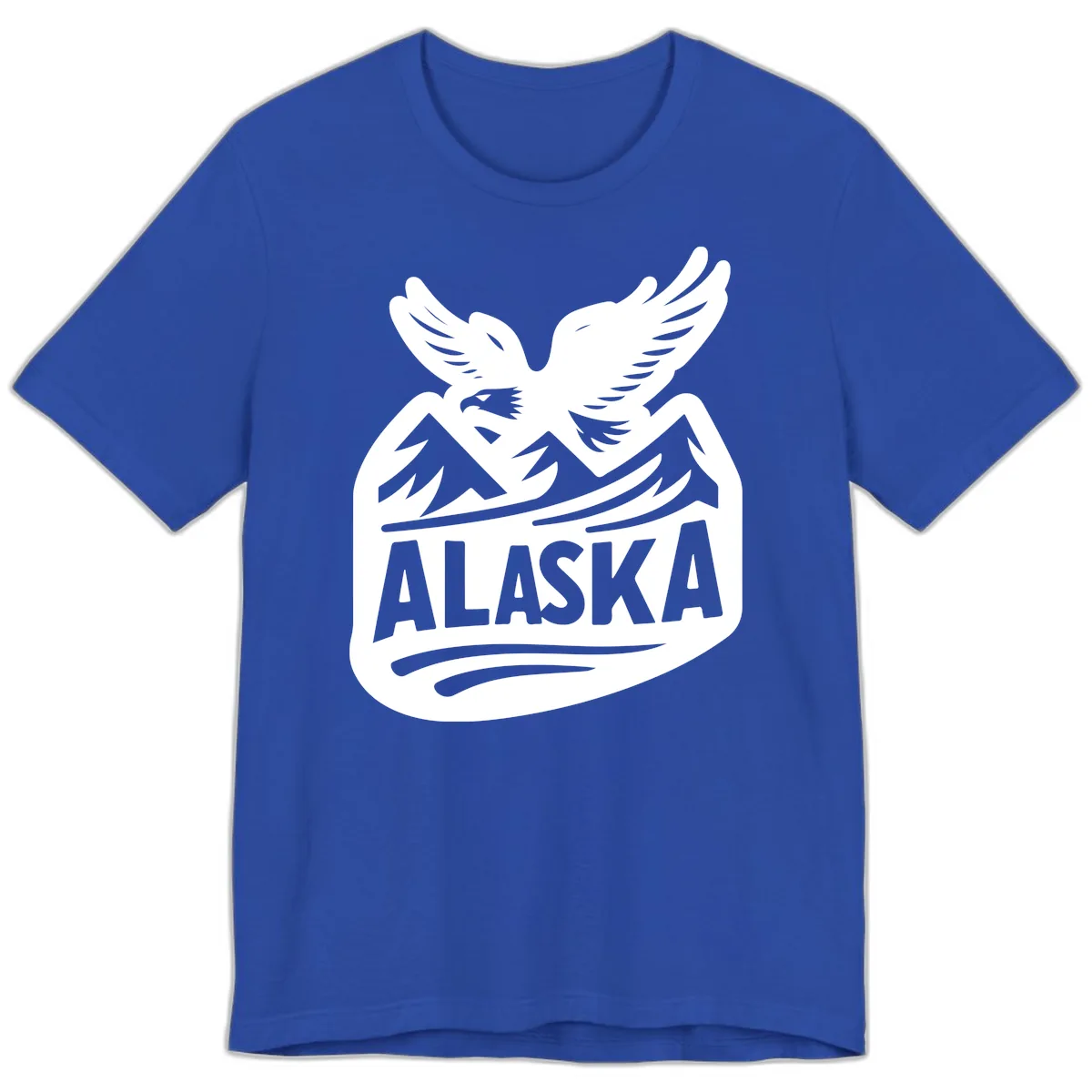 Alaska Flying Eagle Mountain Peaks Emblem Premium T-Shirt in True Royal
