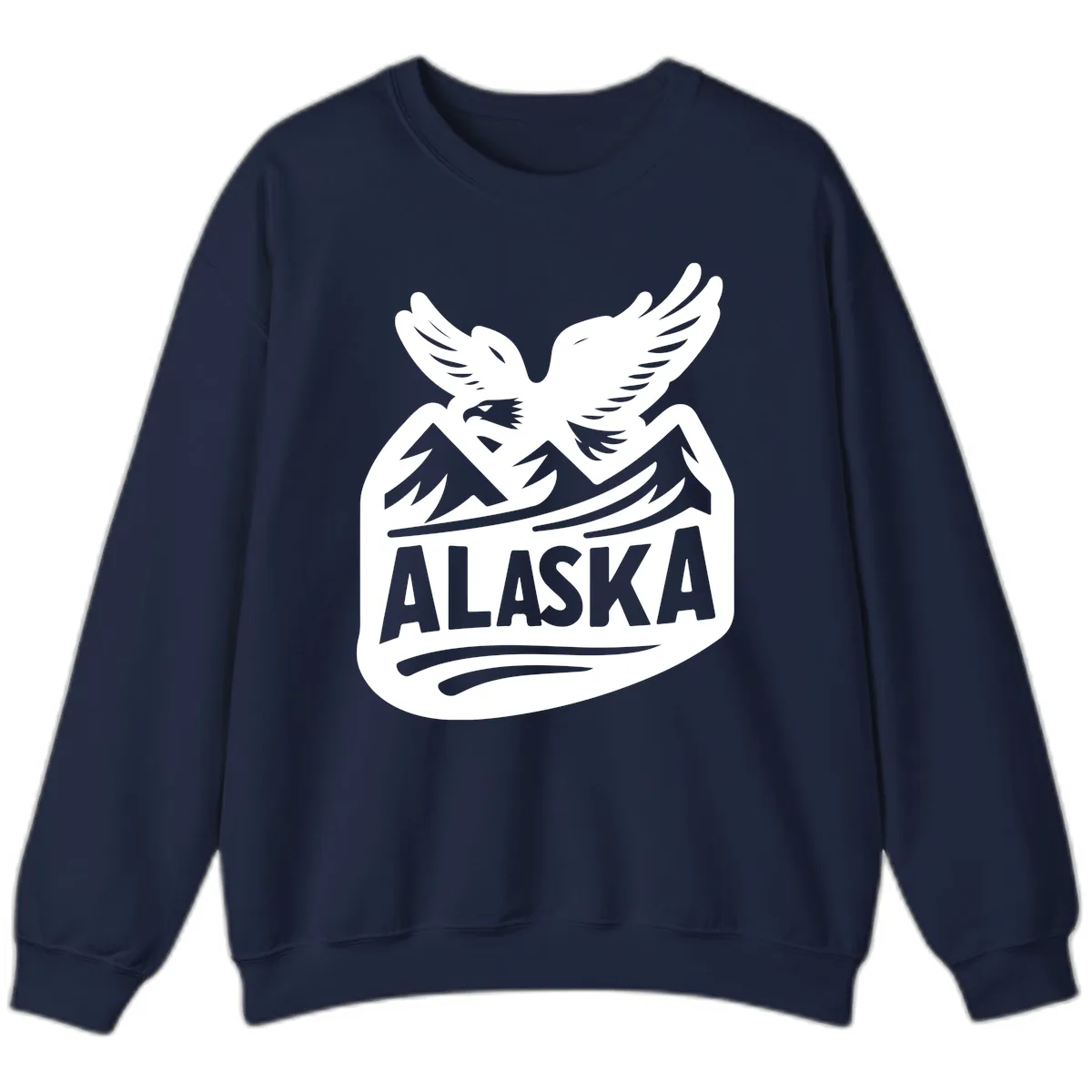 Alaska Flying Eagle Mountain Peaks Emblem Sweatshirt in Navy