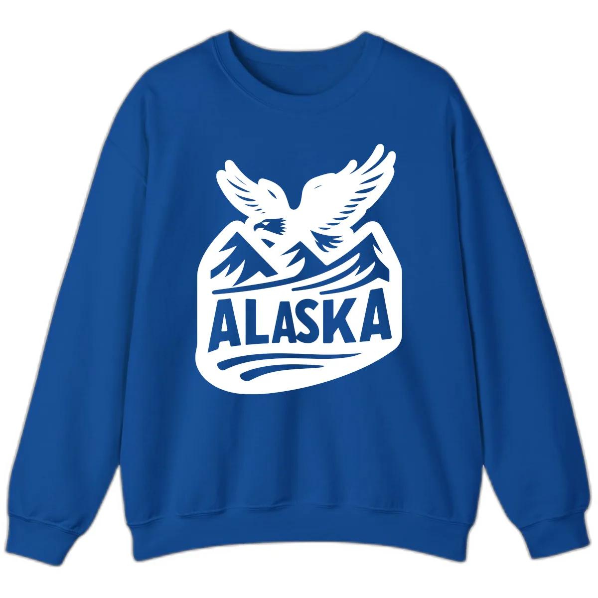 Alaska Flying Eagle Mountain Peaks Emblem Sweatshirt in Royal