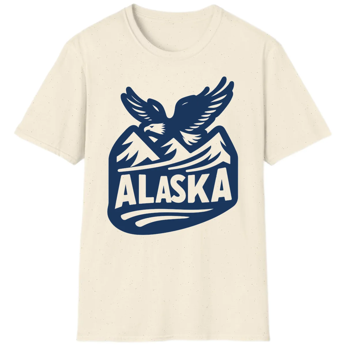Alaska Flying Eagle Mountain Peaks Emblem T-Shirt in Natural