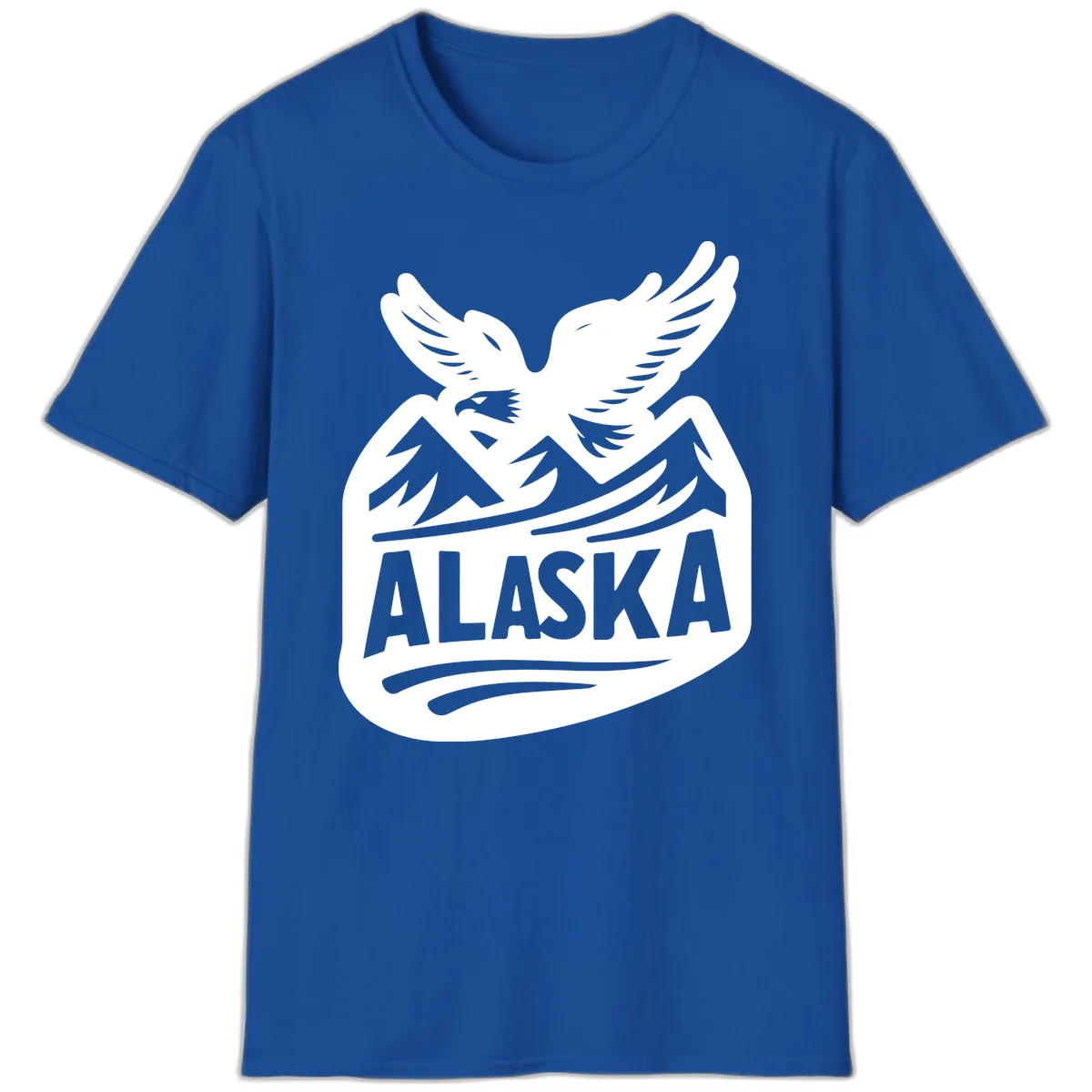 Alaska Flying Eagle Mountain Peaks Emblem T-Shirt in Royal