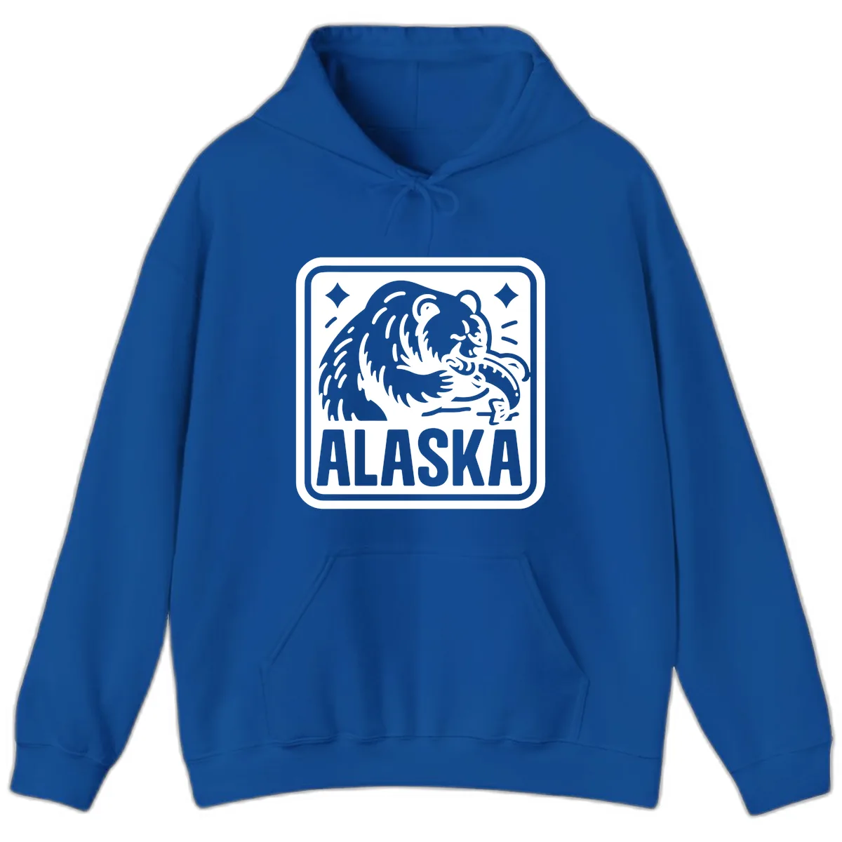Alaskan Grizzly Bear Fishing Badge Hoodie in Royal