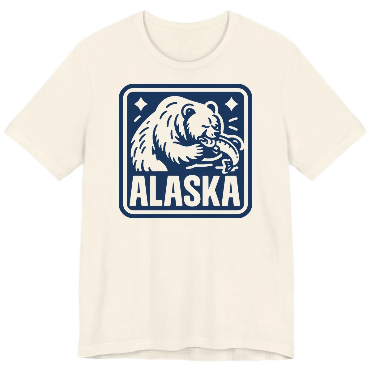 Alaskan Grizzly Bear Fishing Badge Premium T-Shirt in Natural