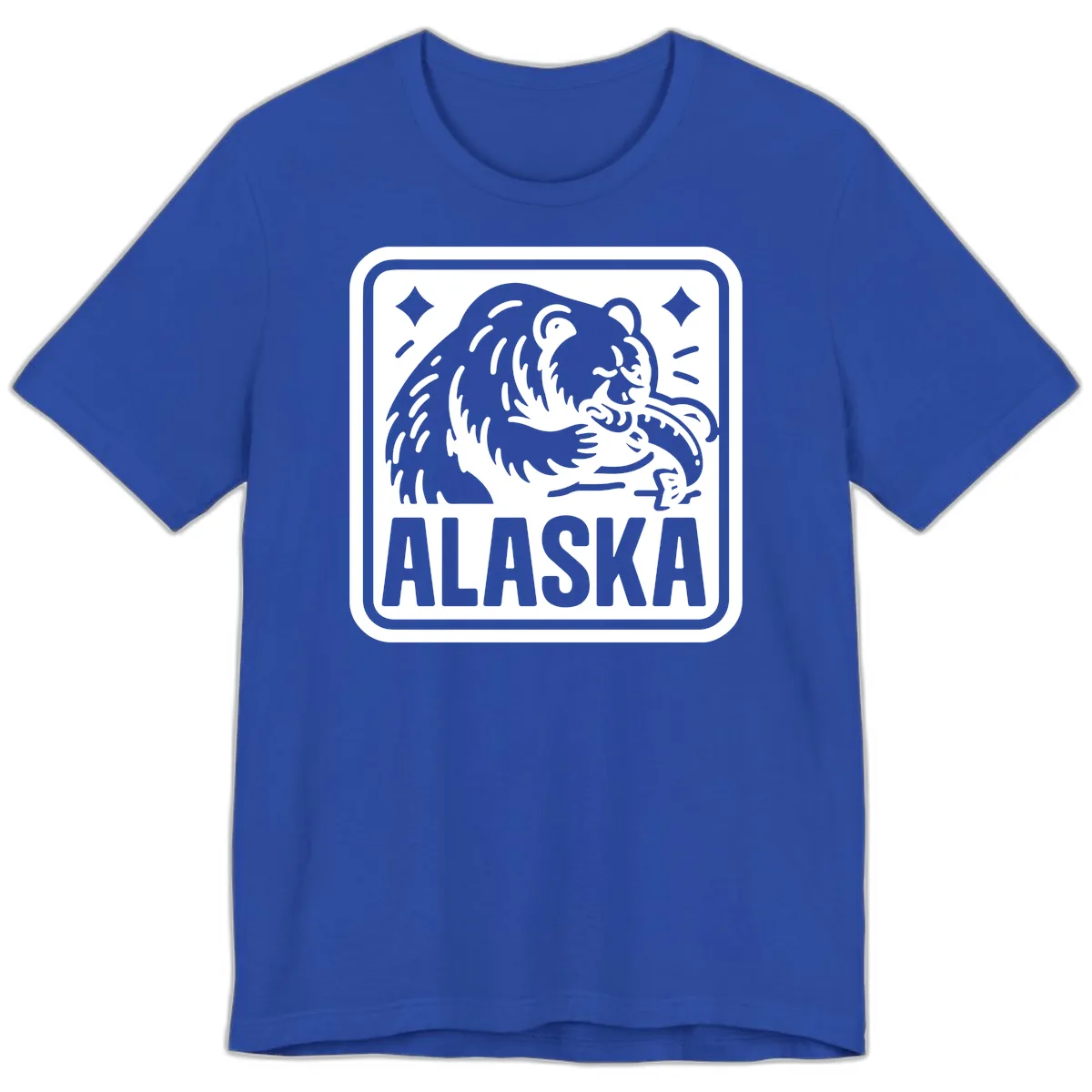 Alaskan Grizzly Bear Fishing Badge Premium T-Shirt in True Royal