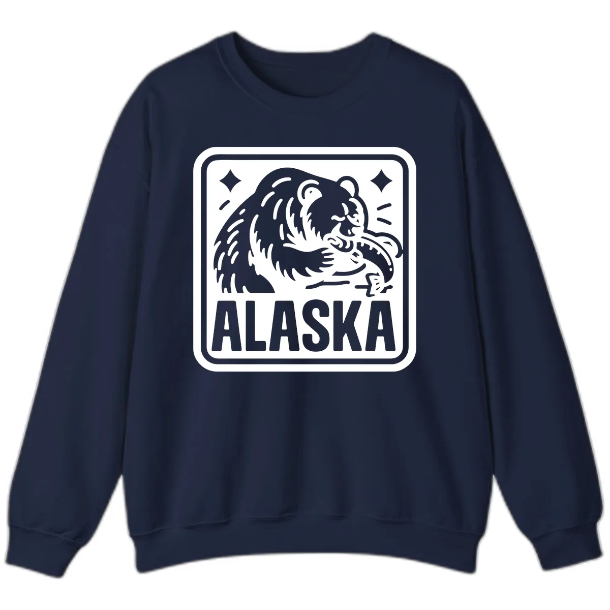 Alaskan Grizzly Bear Fishing Badge Sweatshirt in Navy