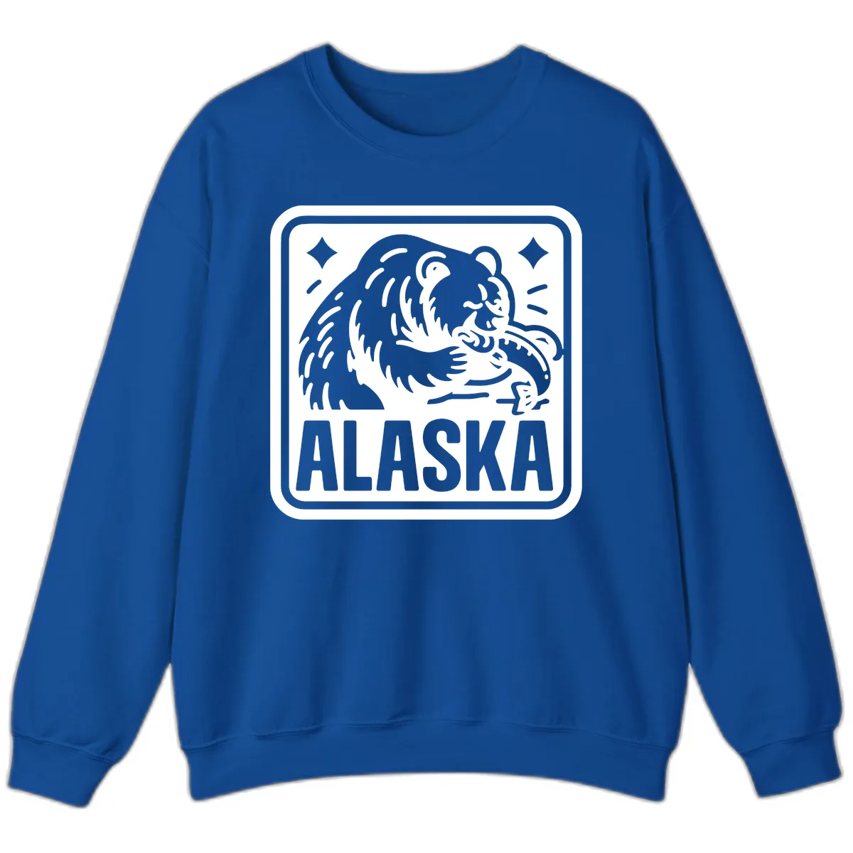 Alaskan Grizzly Bear Fishing Badge Sweatshirt in Royal