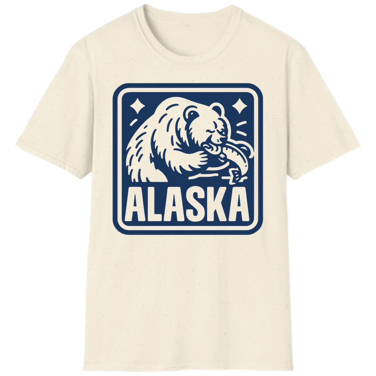 Alaskan Grizzly Bear Fishing Badge T-Shirt in Natural