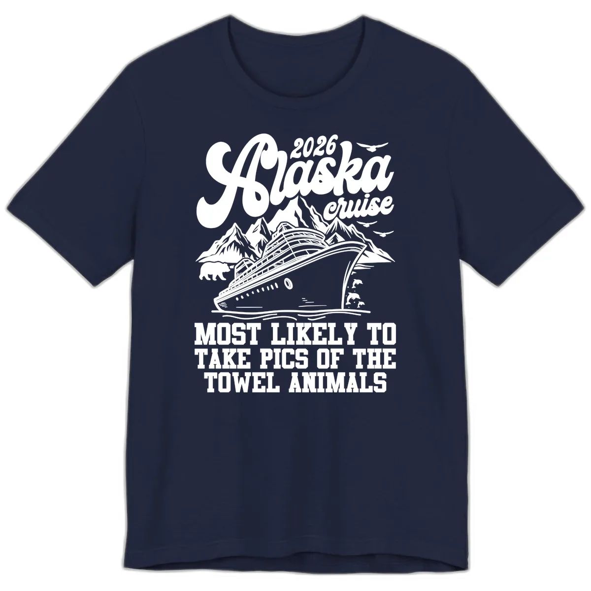 2026 Alaska Cruise Towel Animals Premium T-Shirt in Navy
