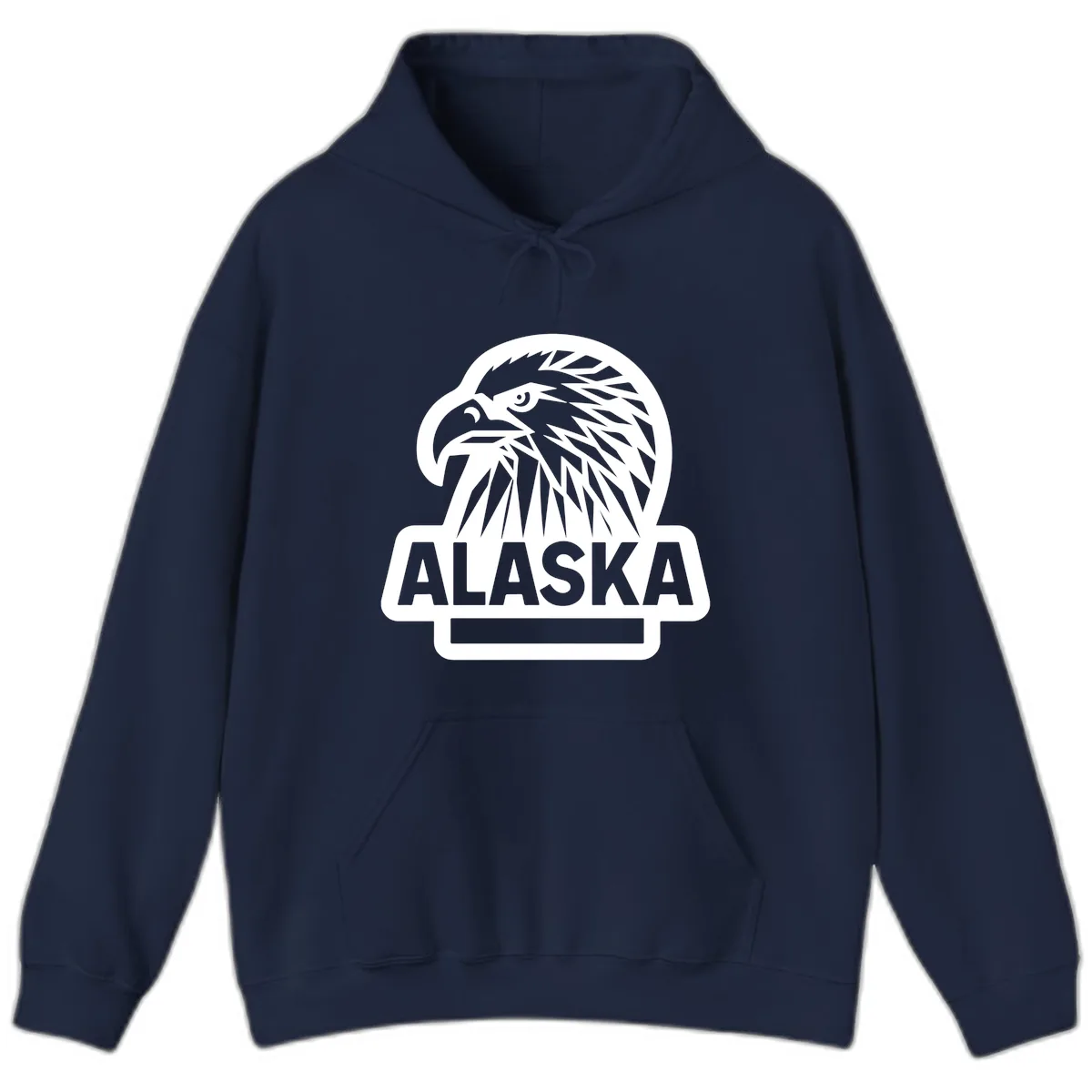 Alaska Geometric Eagle Head Emblem Hoodie in Navy