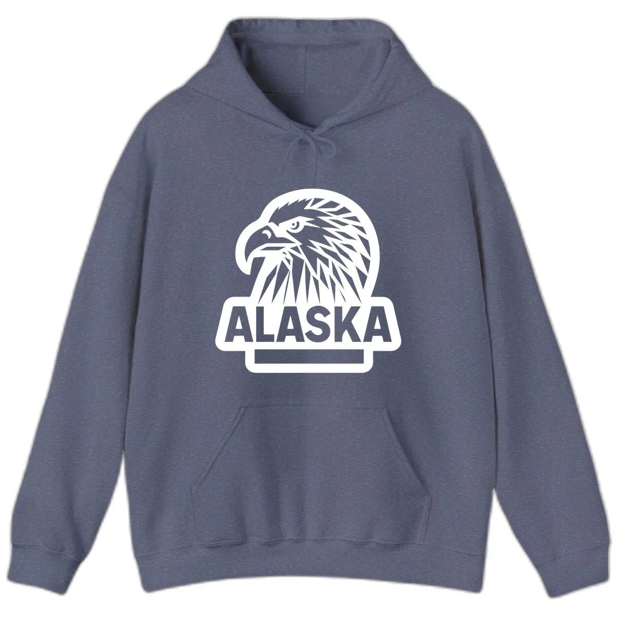 Alaska Geometric Eagle Head Emblem Hoodie in Heather Navy