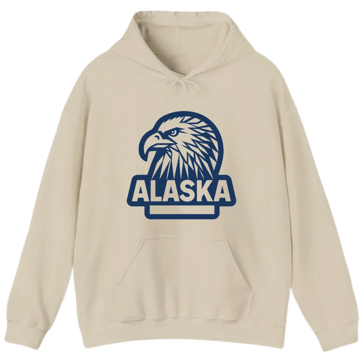 Alaska Geometric Eagle Head Emblem Hoodie in Sand