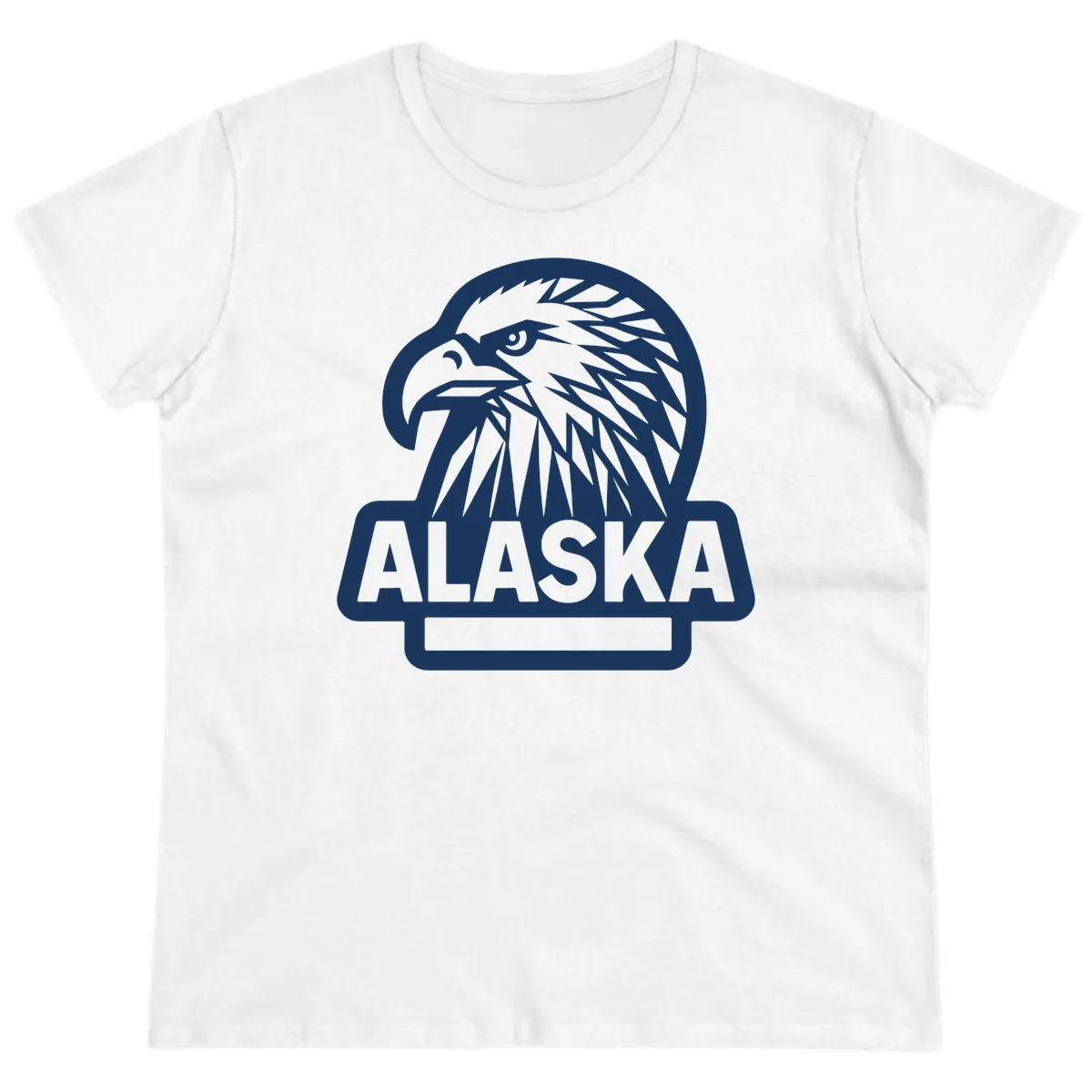 Alaska Geometric Eagle Head Emblem Ladies Tee in White