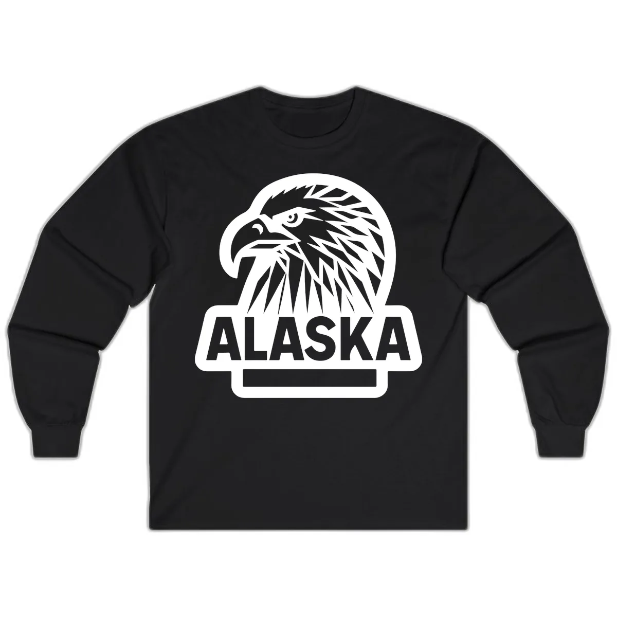 Alaska Geometric Eagle Head Emblem Long Sleeve in Black