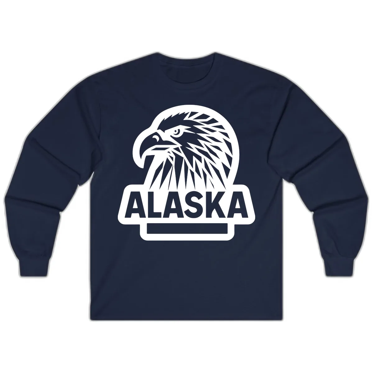 Alaska Geometric Eagle Head Emblem Long Sleeve in Navy