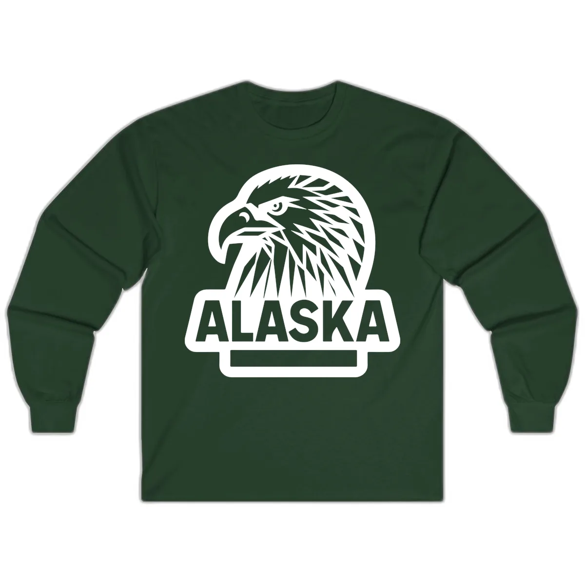 Alaska Geometric Eagle Head Emblem Long Sleeve in Forest Green
