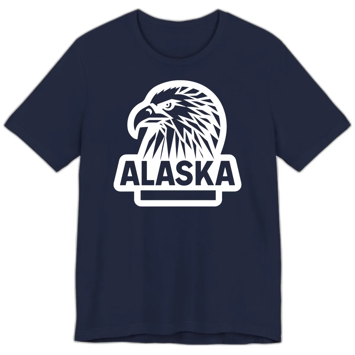 Alaska Geometric Eagle Head Emblem Premium T-Shirt in Navy