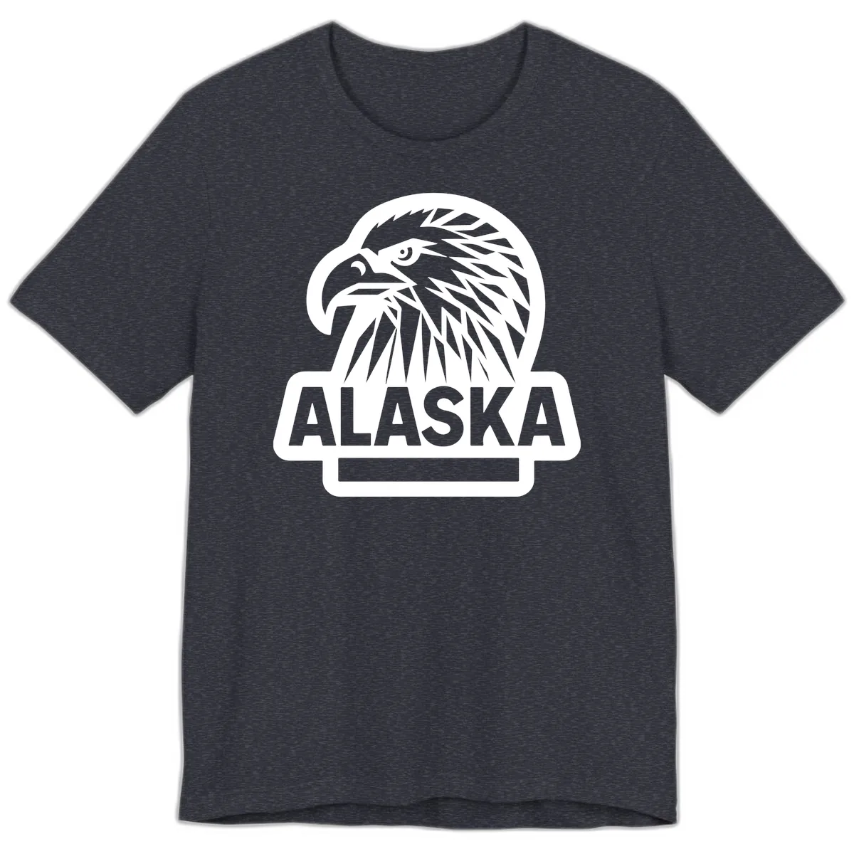 Alaska Geometric Eagle Head Emblem Premium T-Shirt in Heather Navy