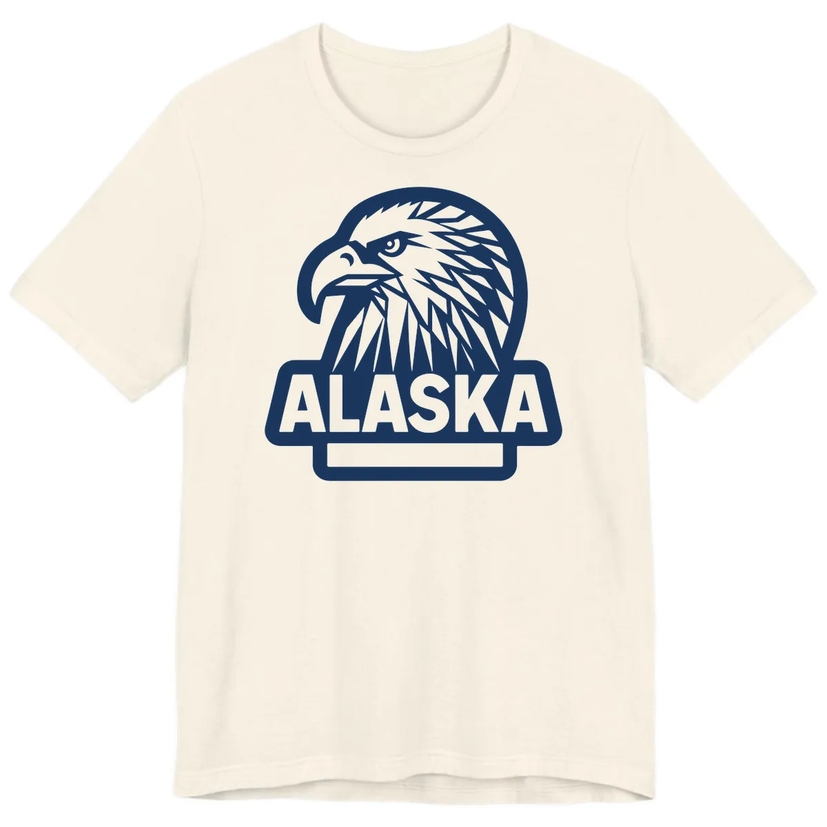 Alaska Geometric Eagle Head Emblem Premium T-Shirt in Natural