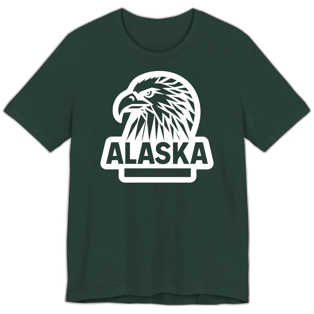 Alaska Geometric Eagle Head Emblem Premium T-Shirt in Forest