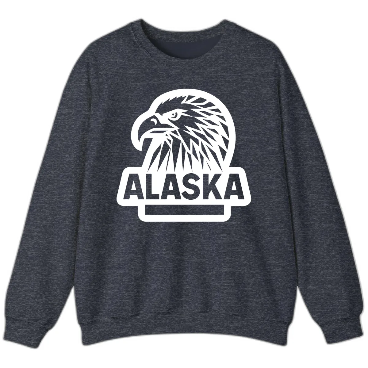 Alaska Geometric Eagle Head Emblem Sweatshirt in Heather Sport Dark Navy