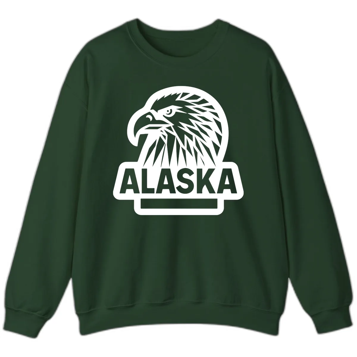 Alaska Geometric Eagle Head Emblem Sweatshirt in Forest Green