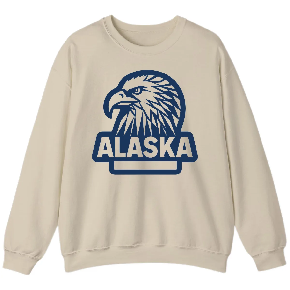 Alaska Geometric Eagle Head Emblem Sweatshirt in Sand