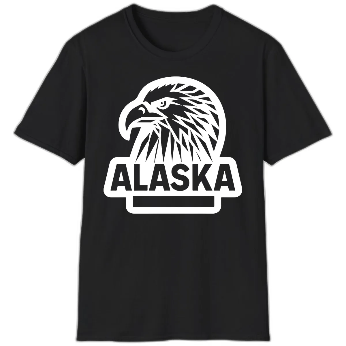 Alaska Geometric Eagle Head Emblem T-Shirt in Black