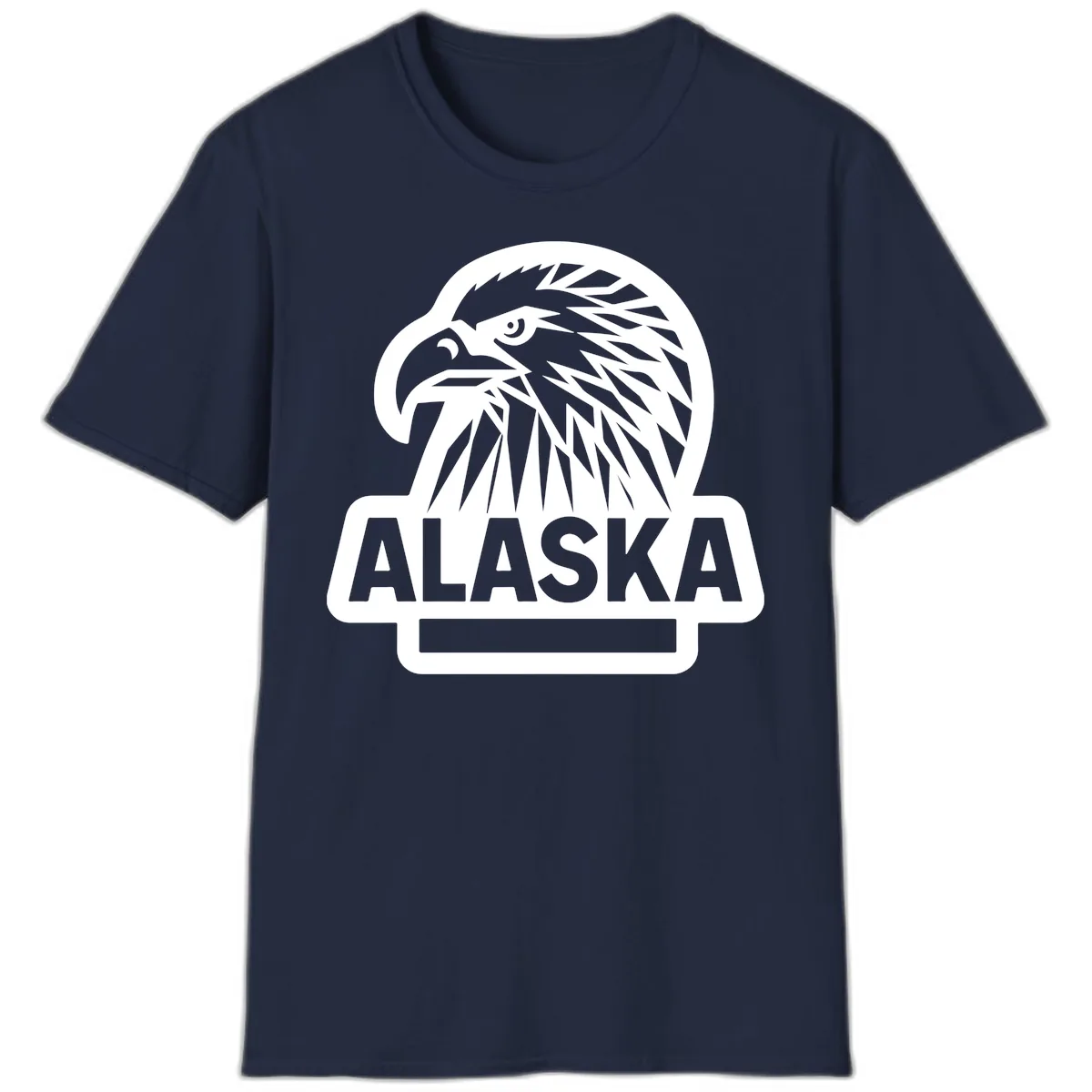 Alaska Geometric Eagle Head Emblem T-Shirt in Navy